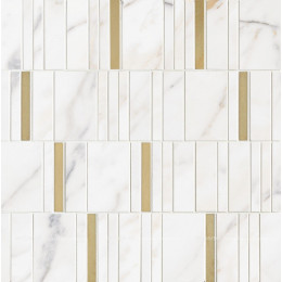 Allmarble Wall Golden White Mosaico Barcode Lu